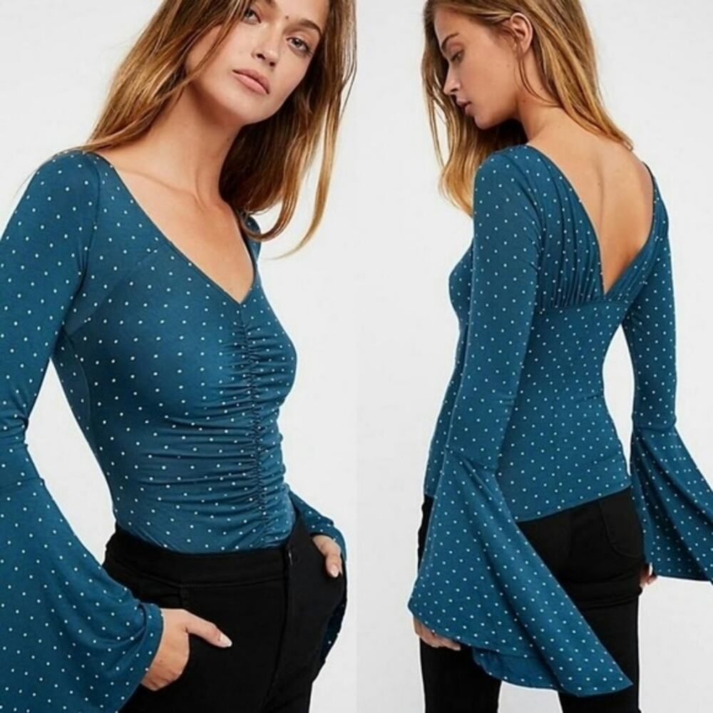 We The Free Polka Dot Bell Sleeve || Large EUC